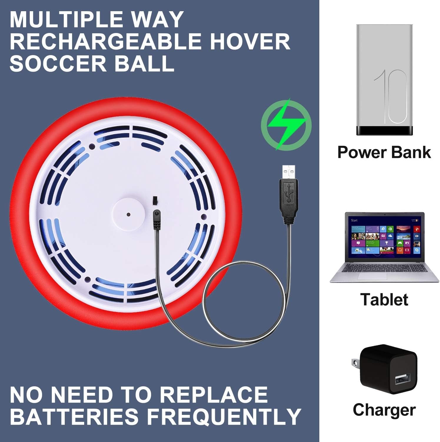 2 Pack Hover Soccer Ball Toys Gifts for Kids 3-12 Years, LED Light Floating Soccer Toys Christmas Birthday Gift for Boy Girl (Green & Red)