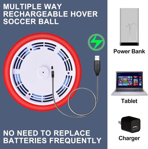 2 Pack Hover Soccer Ball Toys Gifts for Kids 3-12 Years, LED Light Floating Soccer Toys Christmas Birthday Gift for Boy Girl (Green & Red)