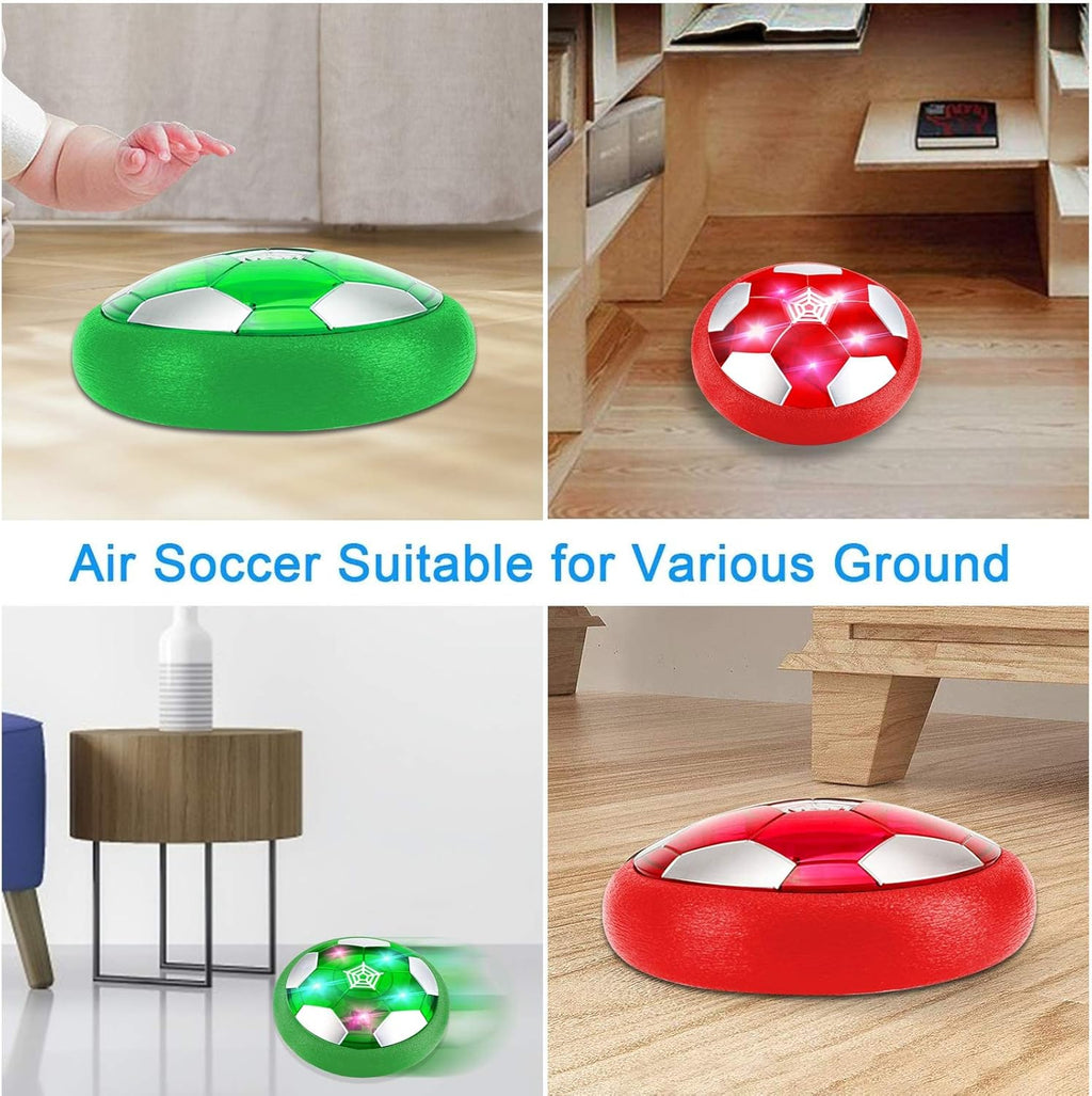 2 Pack Hover Soccer Ball Toys Gifts for Kids 3-12 Years, LED Light Floating Soccer Toys Christmas Birthday Gift for Boy Girl (Green & Red)